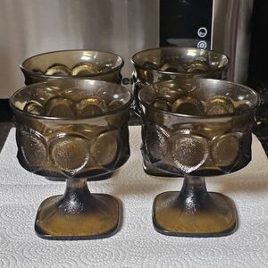 Vintage 1970's Noritake Spotlight Walnut Brown Sherbert Glasses